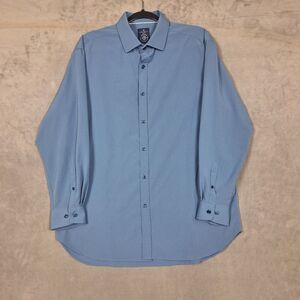 CON.STRUCT Shirt Mens 17-32/33 Blue Long Sleeve‎ Button Up Slim Fit Stretch